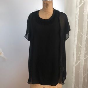 Top -silk chiffonLined-unstructured -relaxed fit